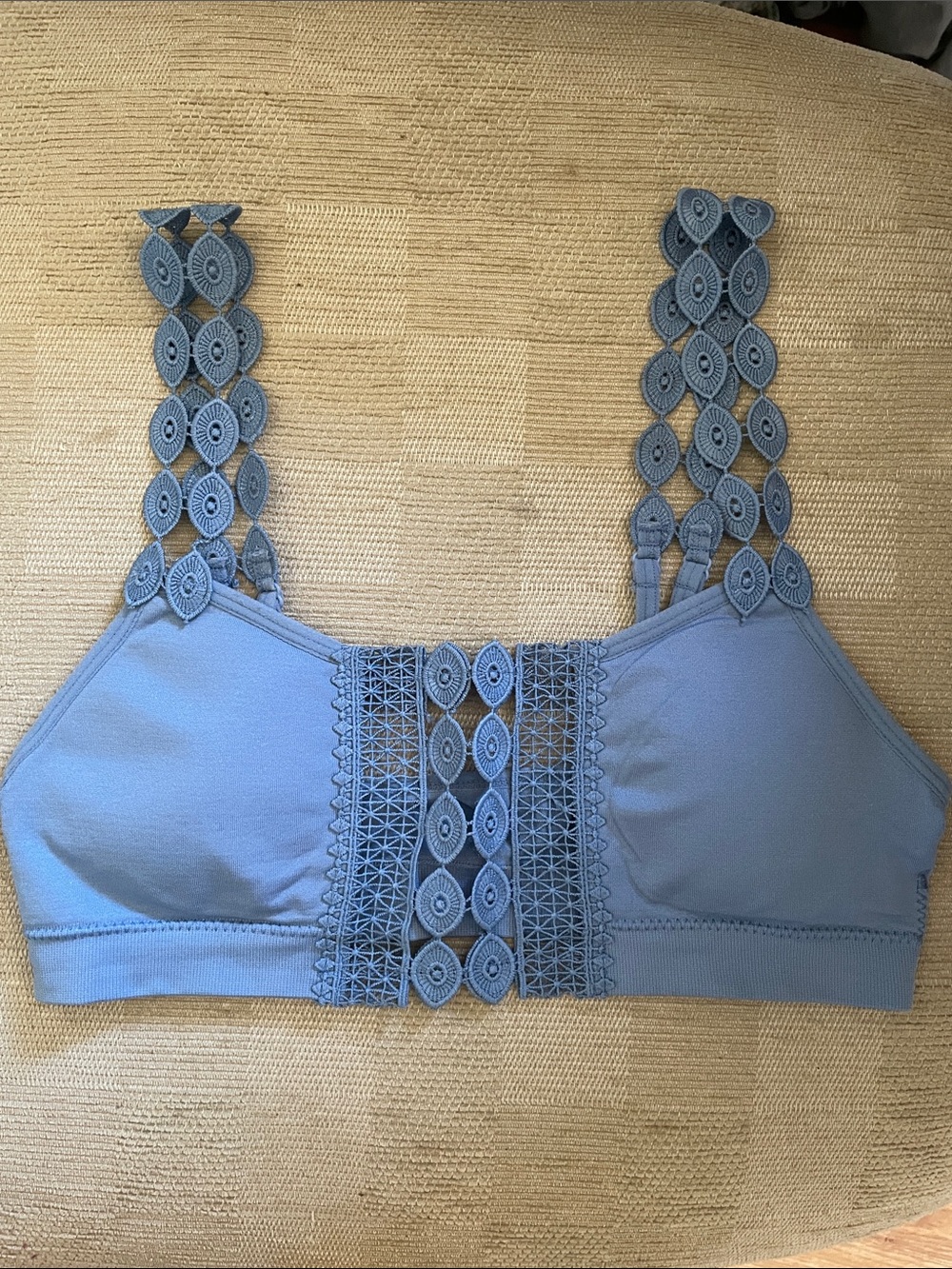 Three Bird Nest Dusty Blue Lace-Accent Bralette